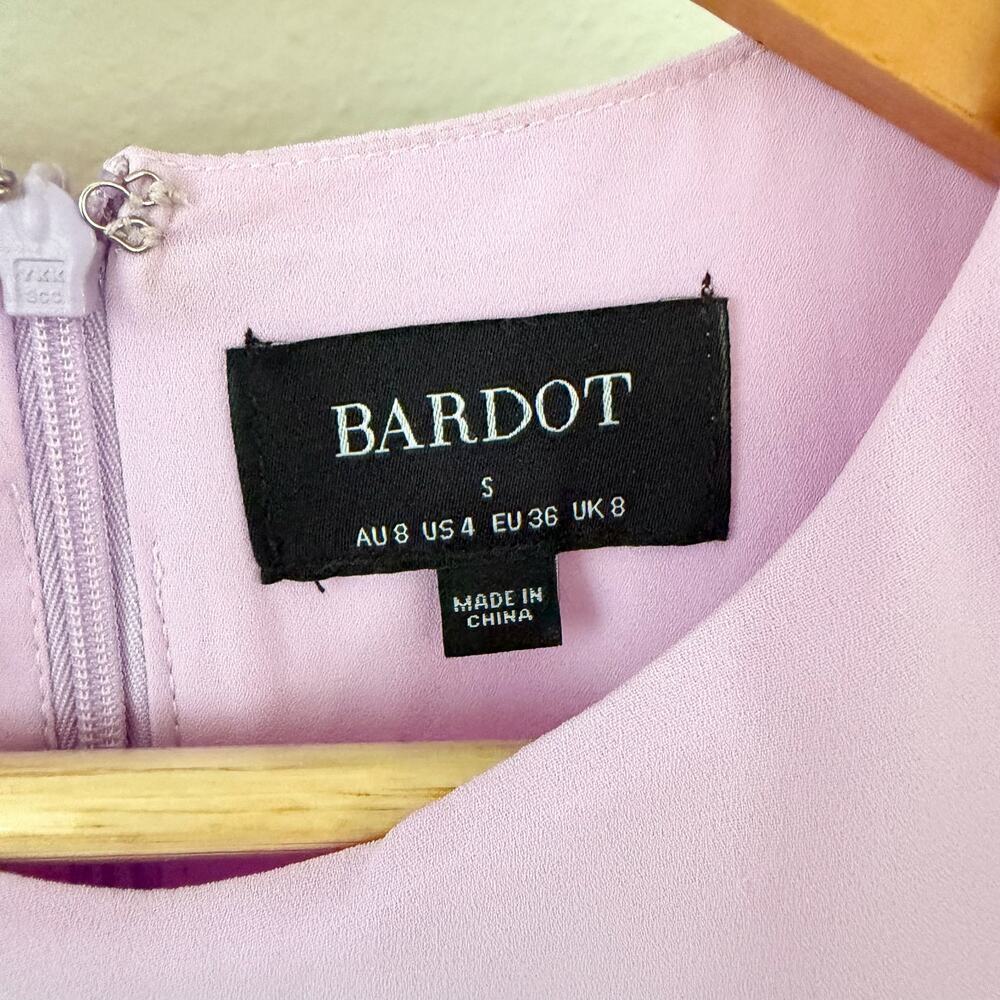 NWOT Bardot Ivana Georgette High Low Dress Lilac Purple Size S Rosette Ruffle - Picture 6 of 11
